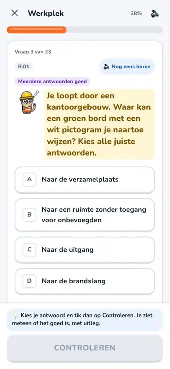 Een fout antwoord: Claartje legt uit waarom het anders zit en wijst naar de les
